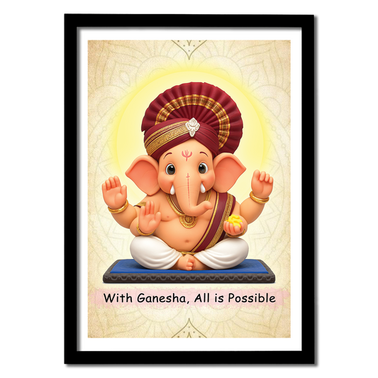 Lord Ganesha Wall Art (With Blessings & Modak) Photo Frame