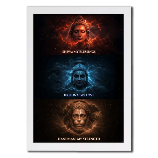 Divine Trinity Lord Shiva,Krishna,Hanuman Photo Frame