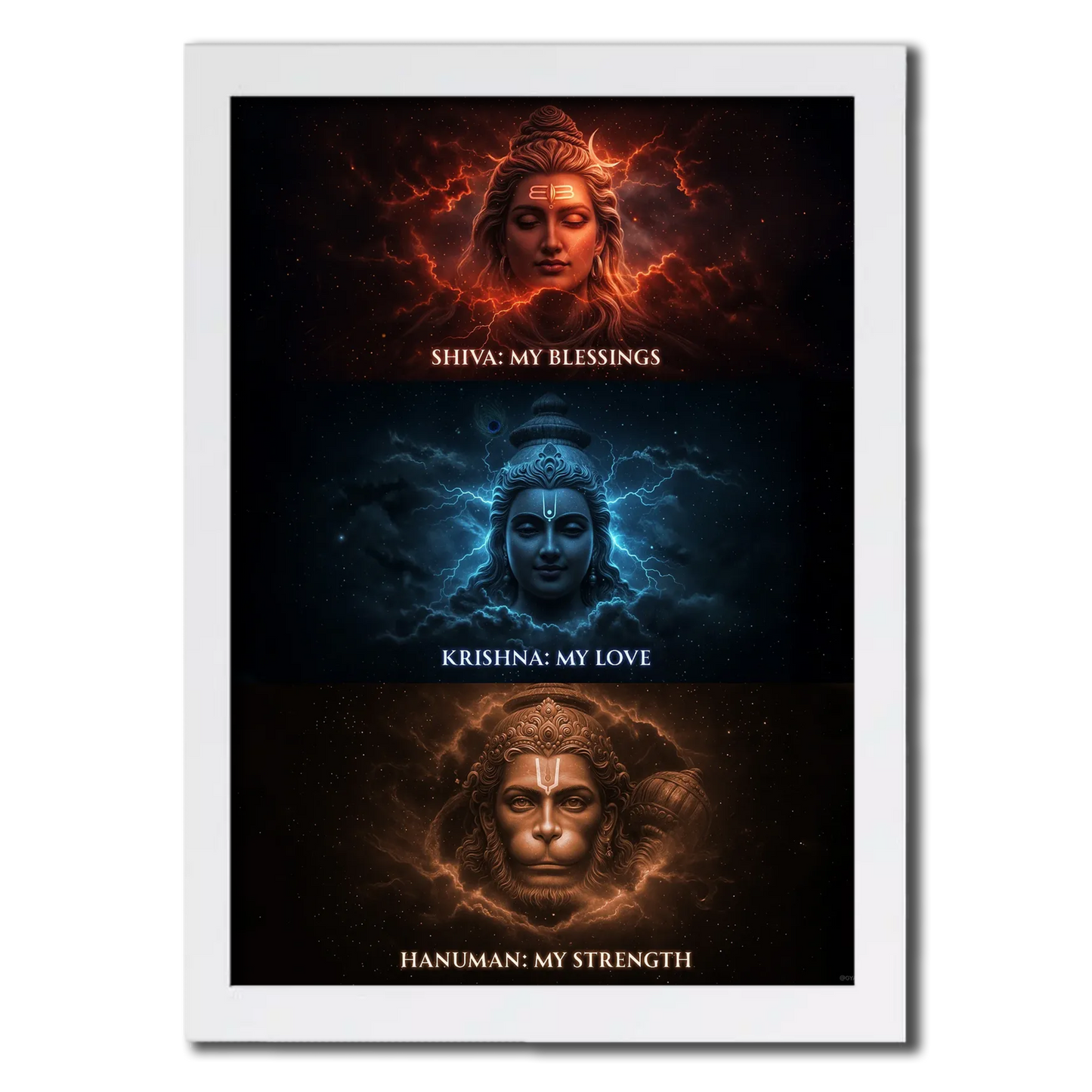 Divine Trinity Lord Shiva,Krishna,Hanuman Photo Frame