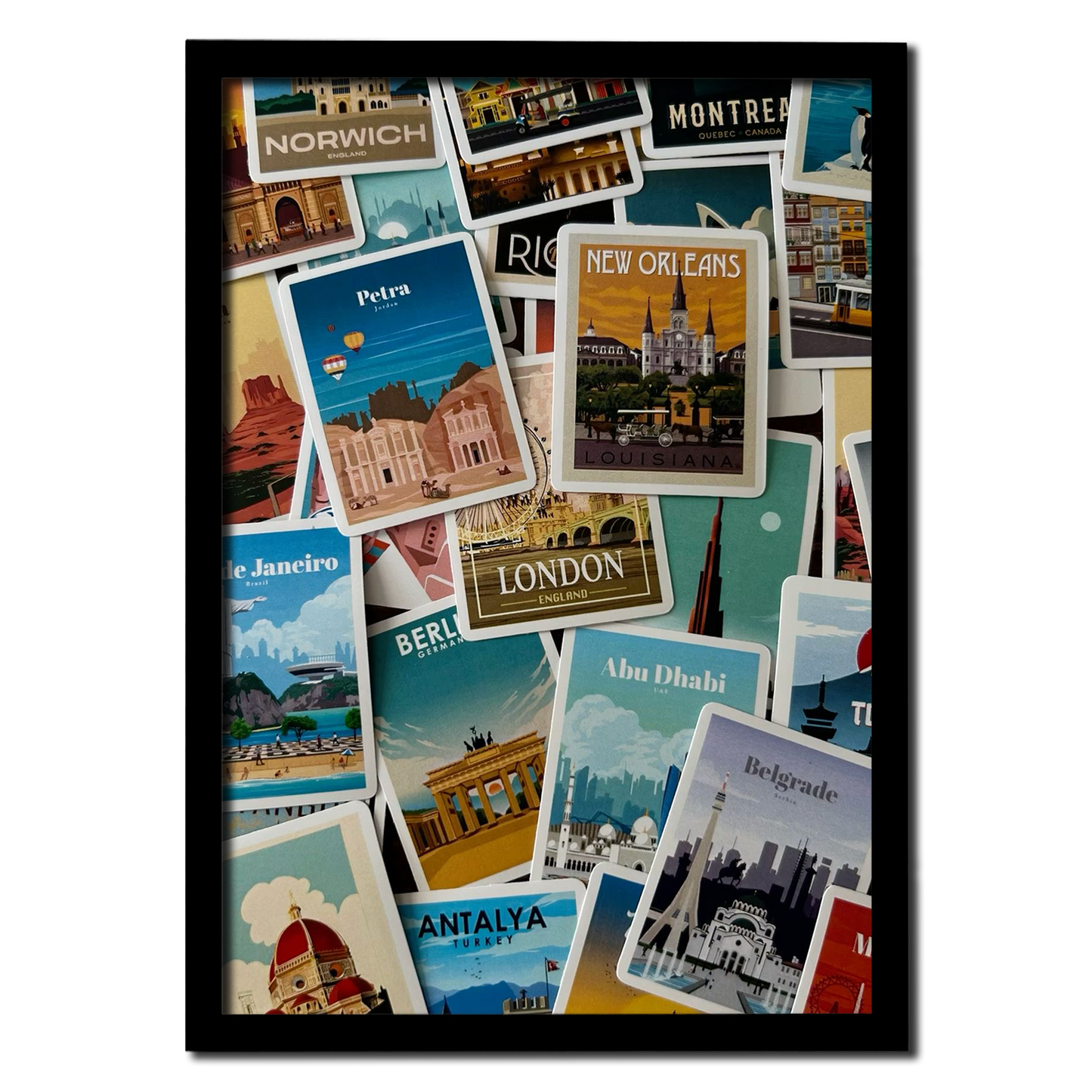 Postcard Passport: A Visual Journey Around the World Wall Frame